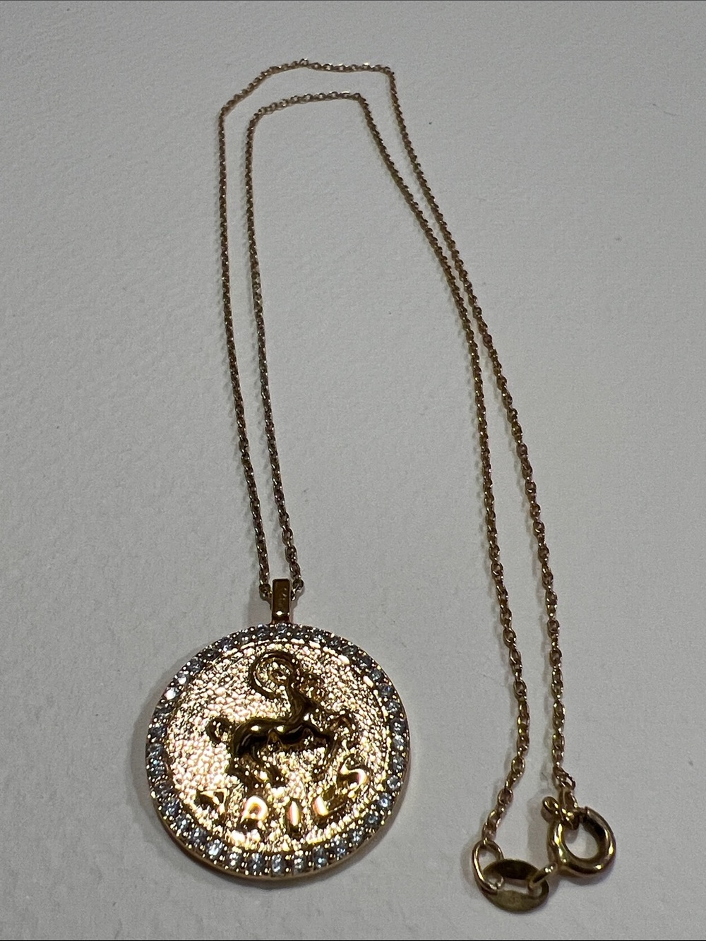 Sterling Silver Gold Tone Zodiac Aries Coin Pendant Necklace - Women Jewelry